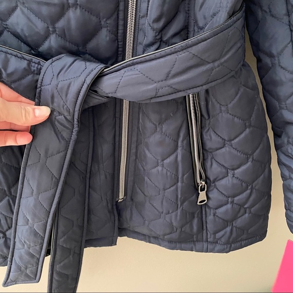 Vince Camuto Belted Quilted Jacket Blue Sz Small - Picture 5 of 12
